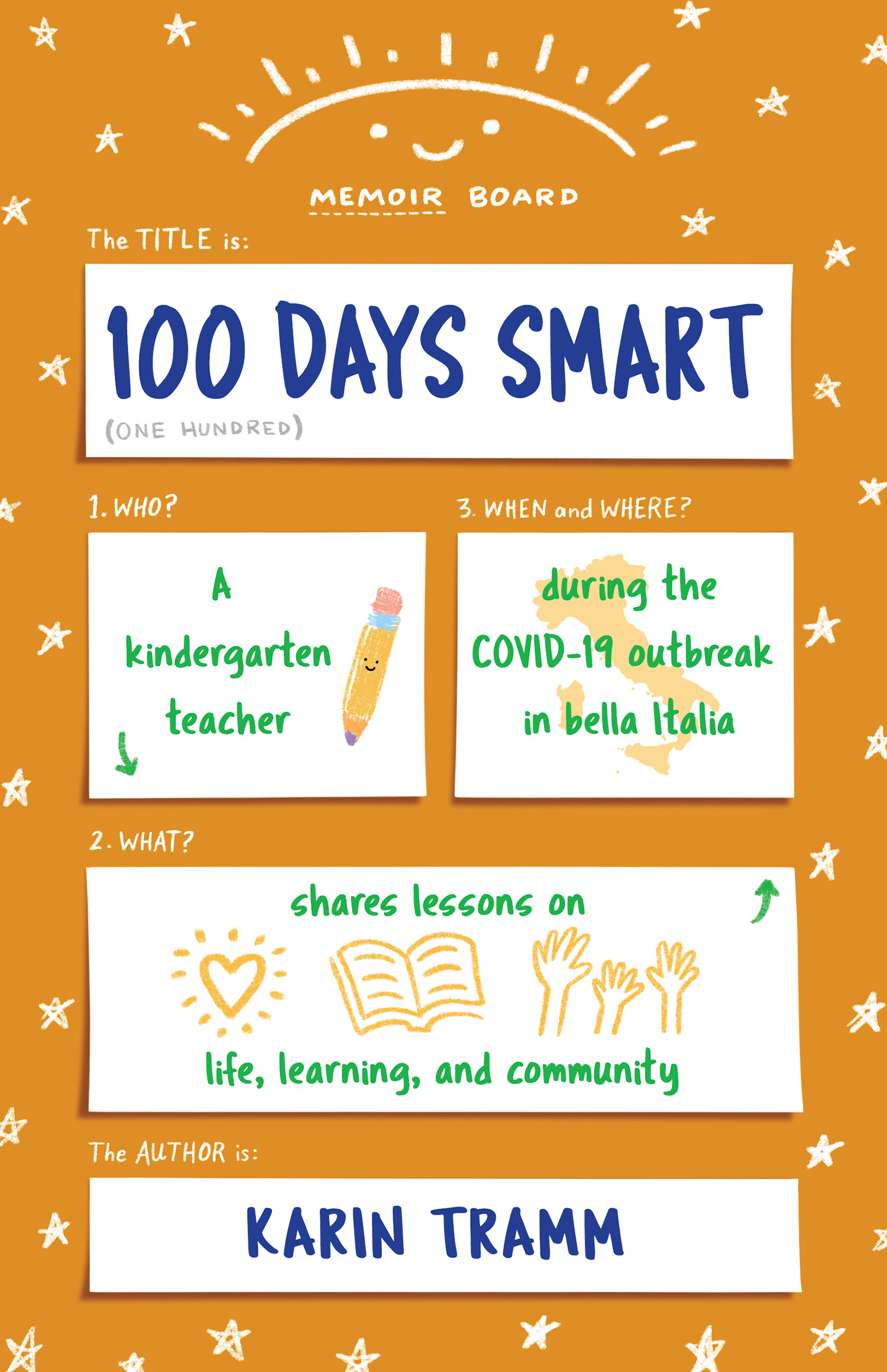 100-Days-Smart_cover_9781934617779 book cover for 100 Days Smart: A kindergarten teacher shares lessons on life, learning, and community during the COVID-19 outbreak in bella Italia, a memoir by Karin Tramm, published by Elva Resa Publishing